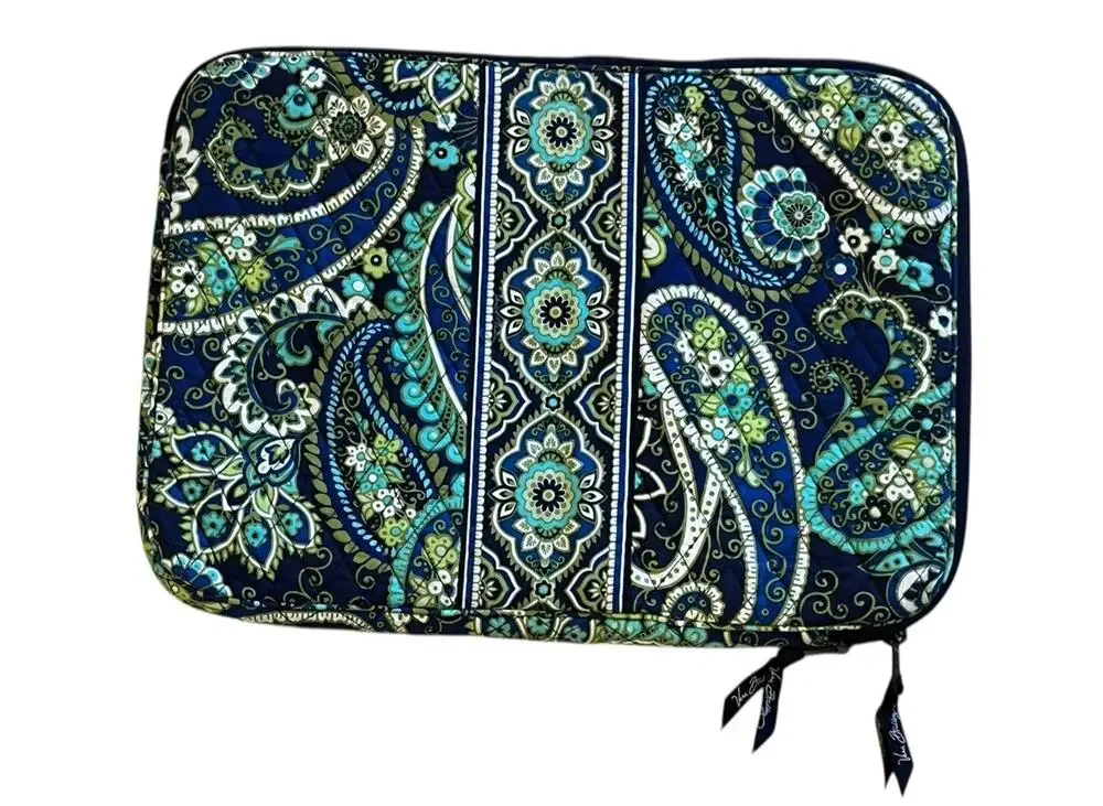 Vera Bradley Rhythm & Blues Zip Laptop Quilted Computer Travel Sleeve 17